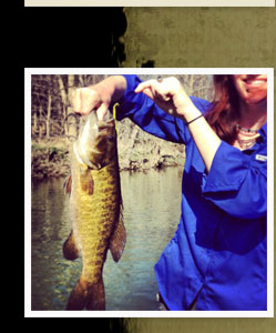 Smallmouth Bass caught with "Lightnin' Bug" Fish Food Worm